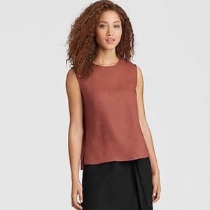 Eileen Fisher 100% organic linen shell tank terracotta clay rust women's small